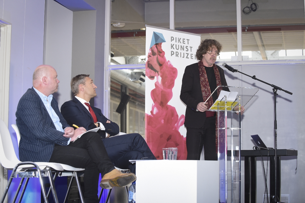 Moderator Eric Korsten, Sybrand Buma en Luuk Boelens tijdens de Piketlezing 2016
